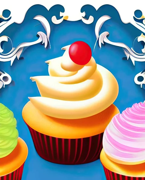 cupcake with a blue background