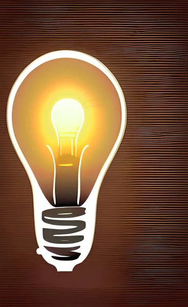 light bulb with glowing lines on a wooden background. vector illustration.