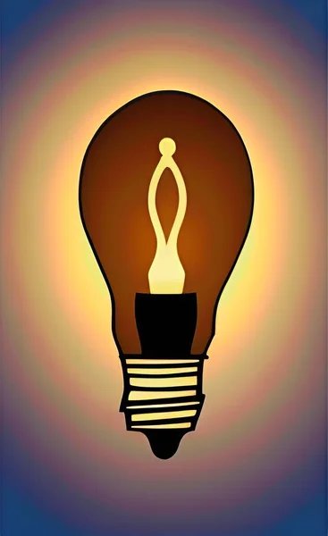 light bulb with a glowing neon lamp on a yellow background.
