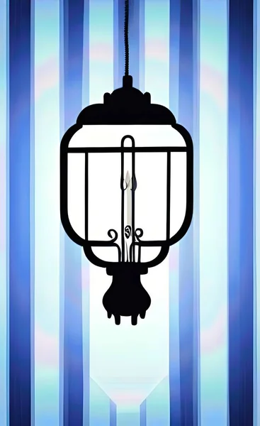 lantern hanging on a wall, vector illustration