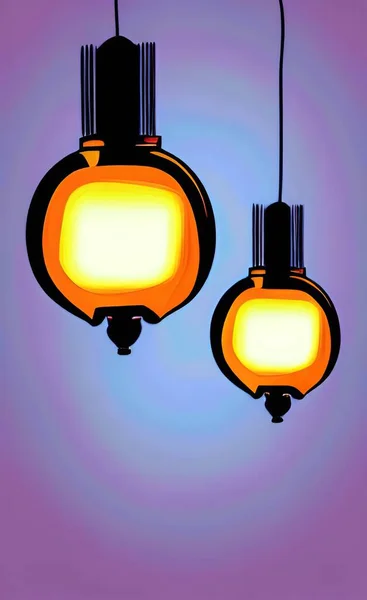 lantern hanging on a ceiling, 3d illustration