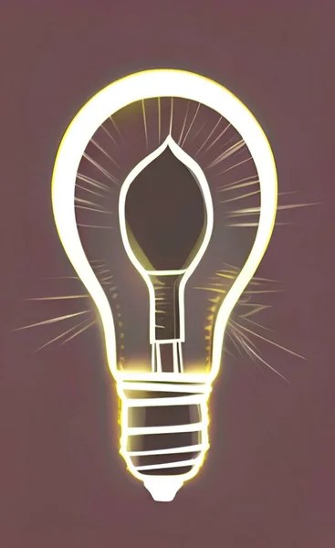 light bulb with a glowing neon sign on a dark background