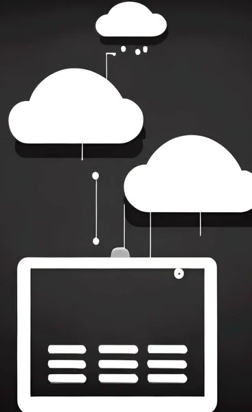 cloud computing icon. black background with white. vector illustration.