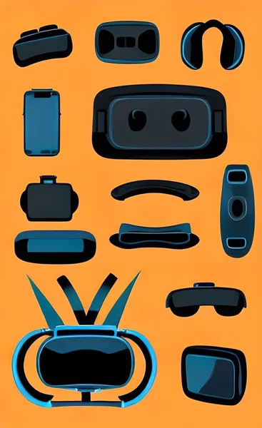 set of virtual reality glasses, vector illustration