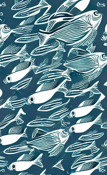 seamless pattern with fish and fishes. vector illustration