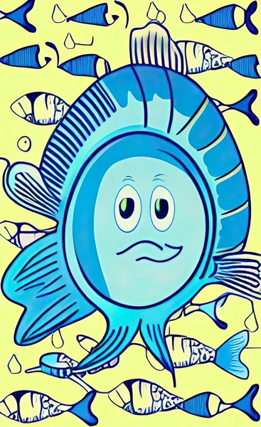 vector illustration of a cute cartoon fish