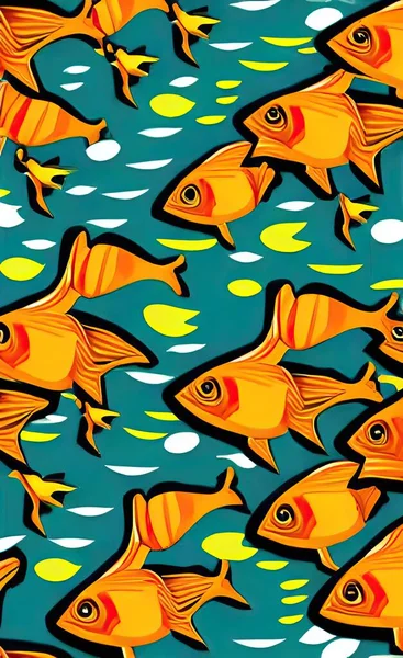 seamless pattern with fish and fishes. vector illustration