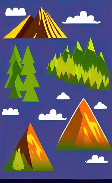 mountain landscape with mountains and forest. vector illustration