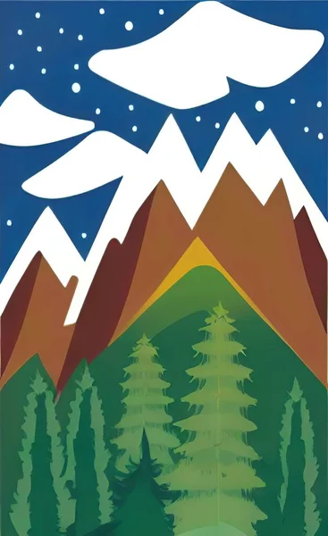 mountain landscape with mountains and forest. vector illustration