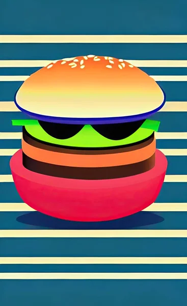 burger with a hamburger and a large sandwich. vector illustration.