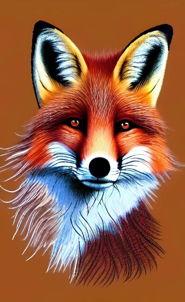 fox head, illustration, vector on white background.