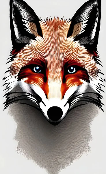 fox head, illustration, vector on white background.