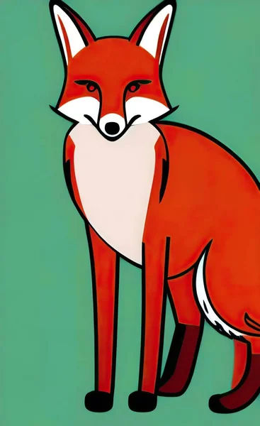 cute cartoon fox character with red and blue eyes