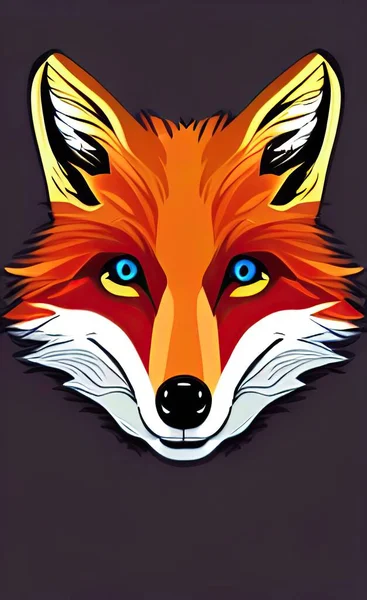 fox head illustration, vector