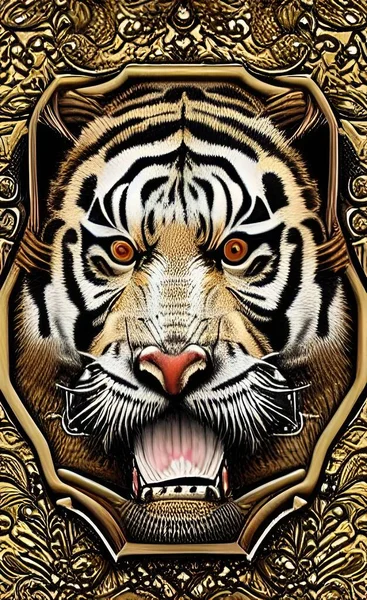 tiger head, illustration, vector on white background.