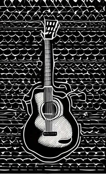 guitar and musical instruments on a black background