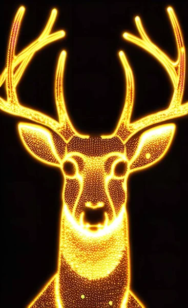 close up portrait of deer in neon lights