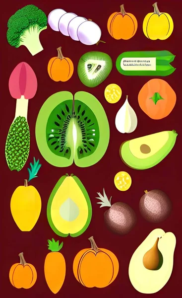 fruits and vegetables. vector illustration