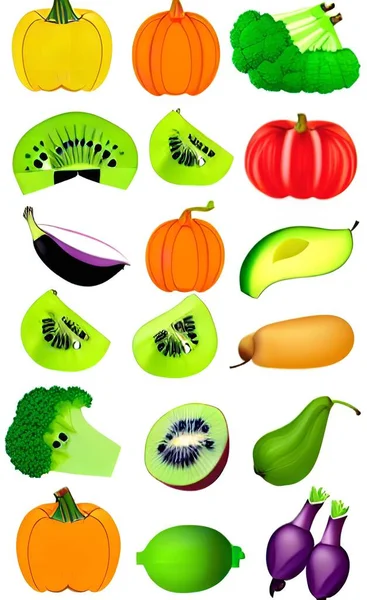 set of fruits and vegetables. vector illustration