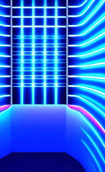 abstract background with blue and white neon lights. 3d rendering