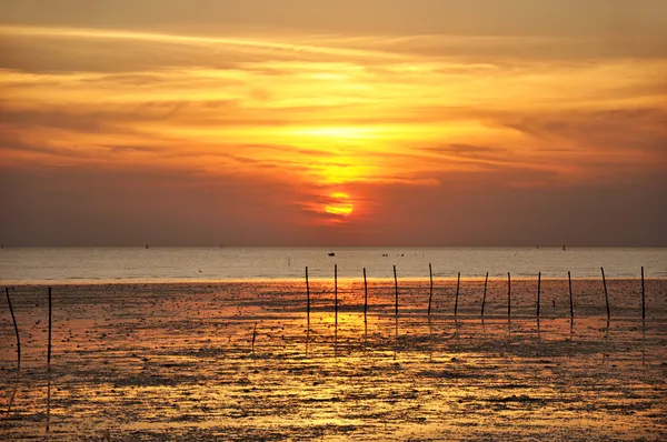 Zonsondergang uitzicht vanaf de zeekust — Stockfoto