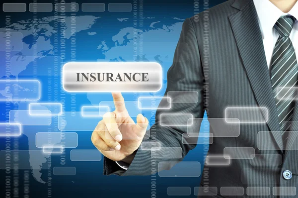 Affärsman rörande försäkring tecken — Stockfoto