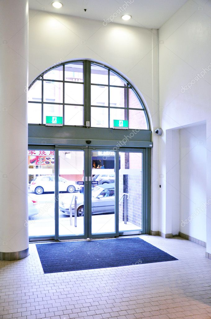 Hallway with sliding doors