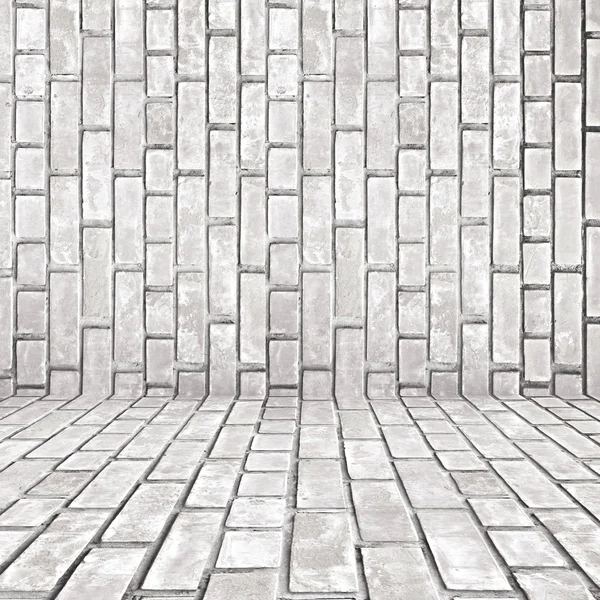 Old white gray brick room background — Stock Photo, Image