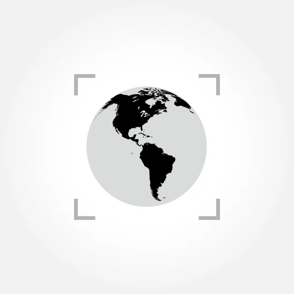 Glob ikona ramce ostrości aparatu — Wektor stockowy