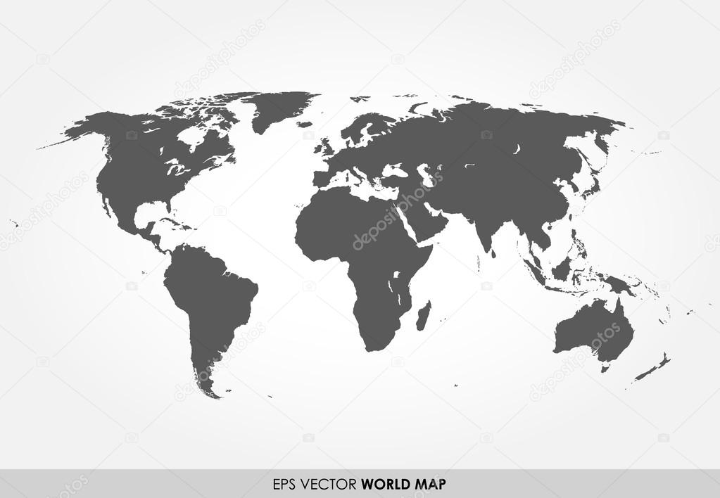 Gray detailed world map 