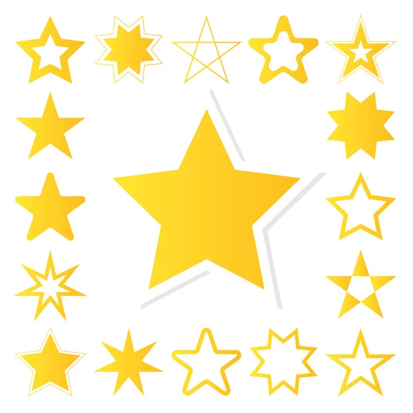 Conjunto de ícones vetoriais estrela amarela —  Vetores de Stock