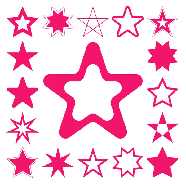 Colorful pink star vector icon set — Stock Vector