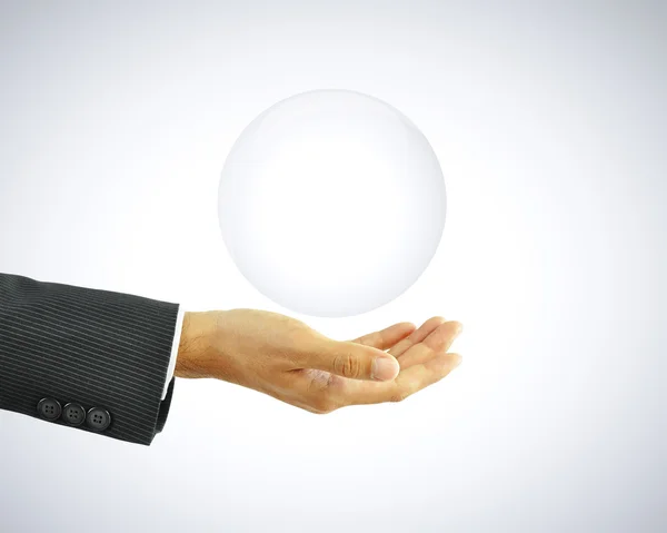 Hand holding empty transparent globe — Stock Photo, Image