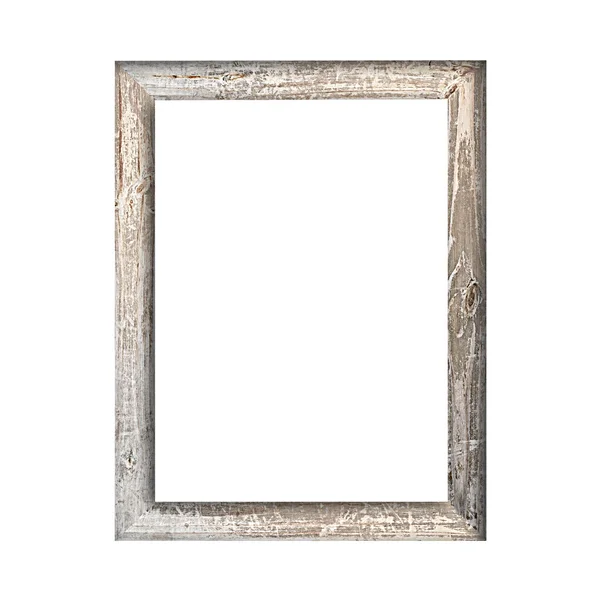 Старая деревянная рамка на белом фоне — стоковое фото
