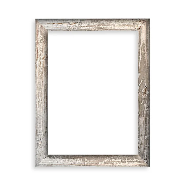 Old wooden picture frame isolated on white background — Stock Photo, Image