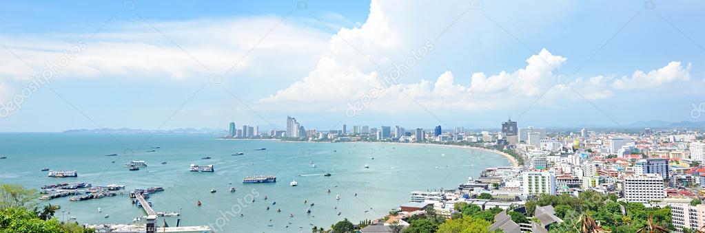 Panoramic view of Pattaya beach and Pattaya city - Thailand