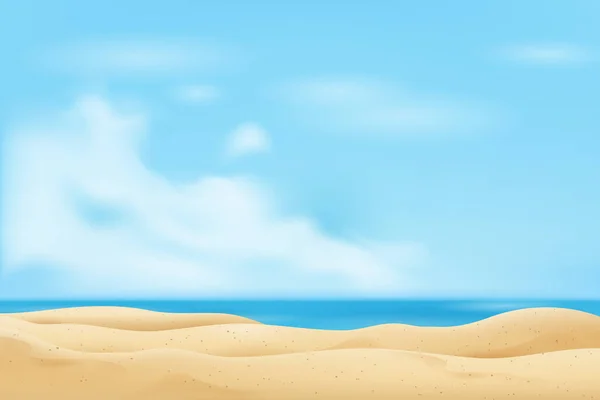 Empty Sand Beach Summer Fresh Blue Sky Background — Stock vektor