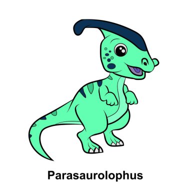 Dinozorlar beyaz üzerine izole edilmiş. Şirin dinozor çizgi filmi. Çocuk için çizgi film dinozoru