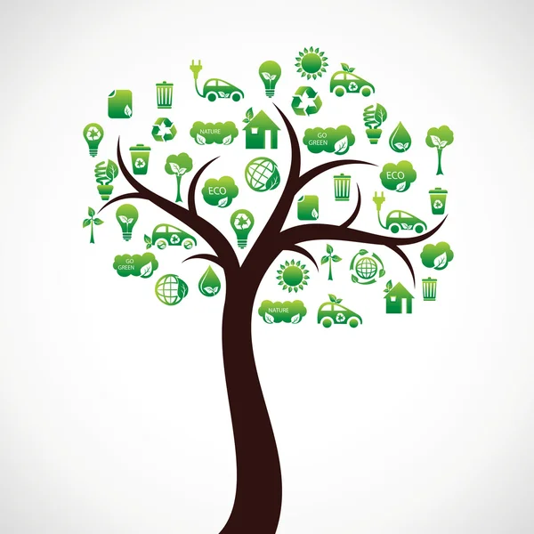 Drzewo ikona zielony eco — Wektor stockowy