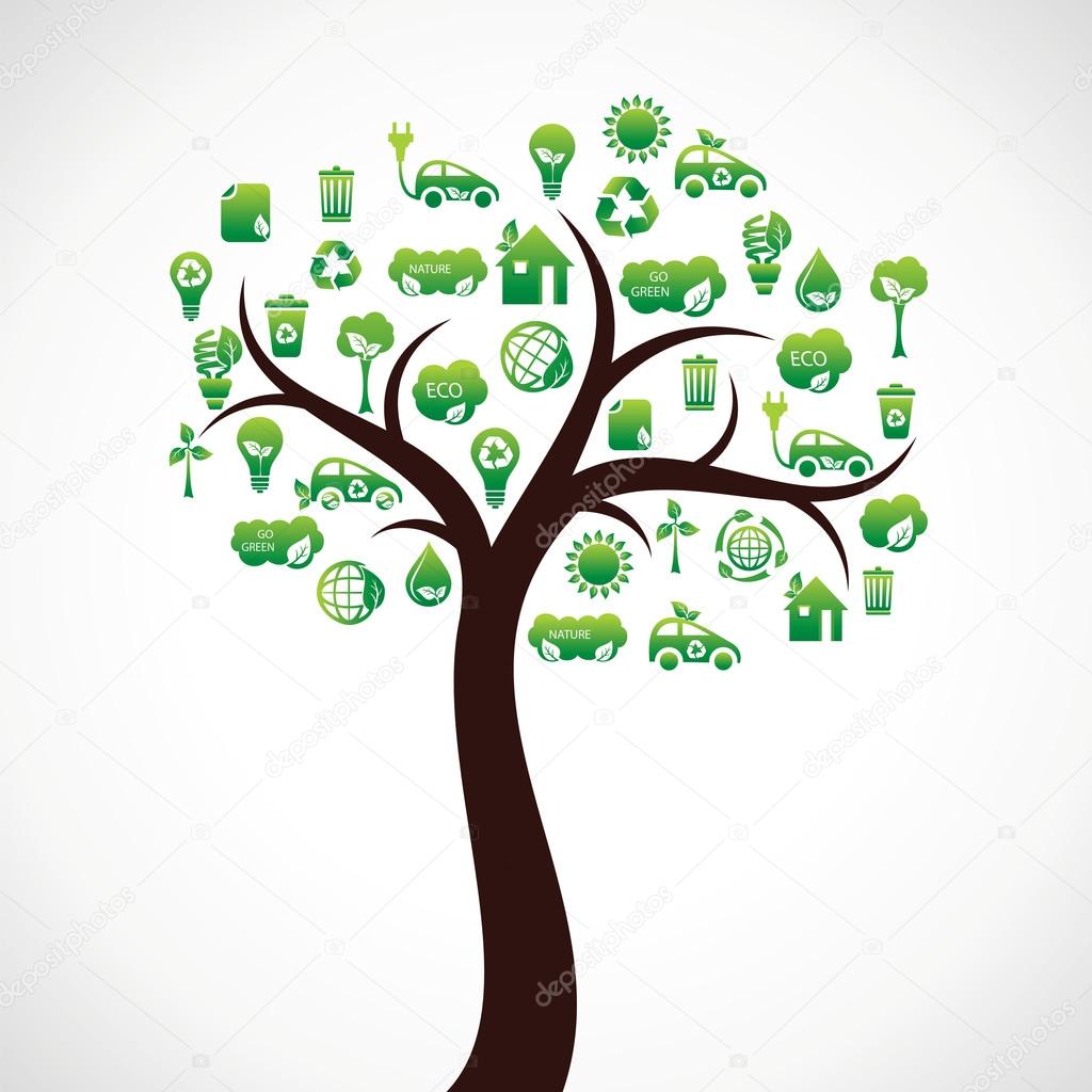 green eco icon tree