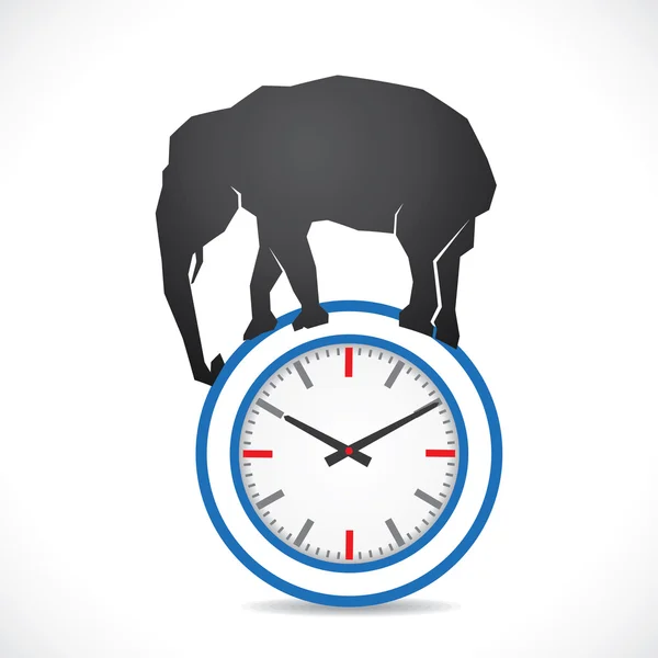 Conceito de tempo muito difícil mostrar elefante no relógio — Vetor de Stock