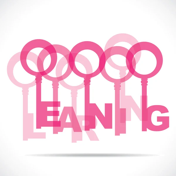 Palavra de aprendizagem com chaves rosa — Vetor de Stock