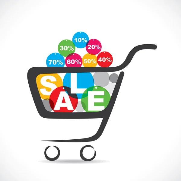 Sale text in shopping cart — Stock Vector