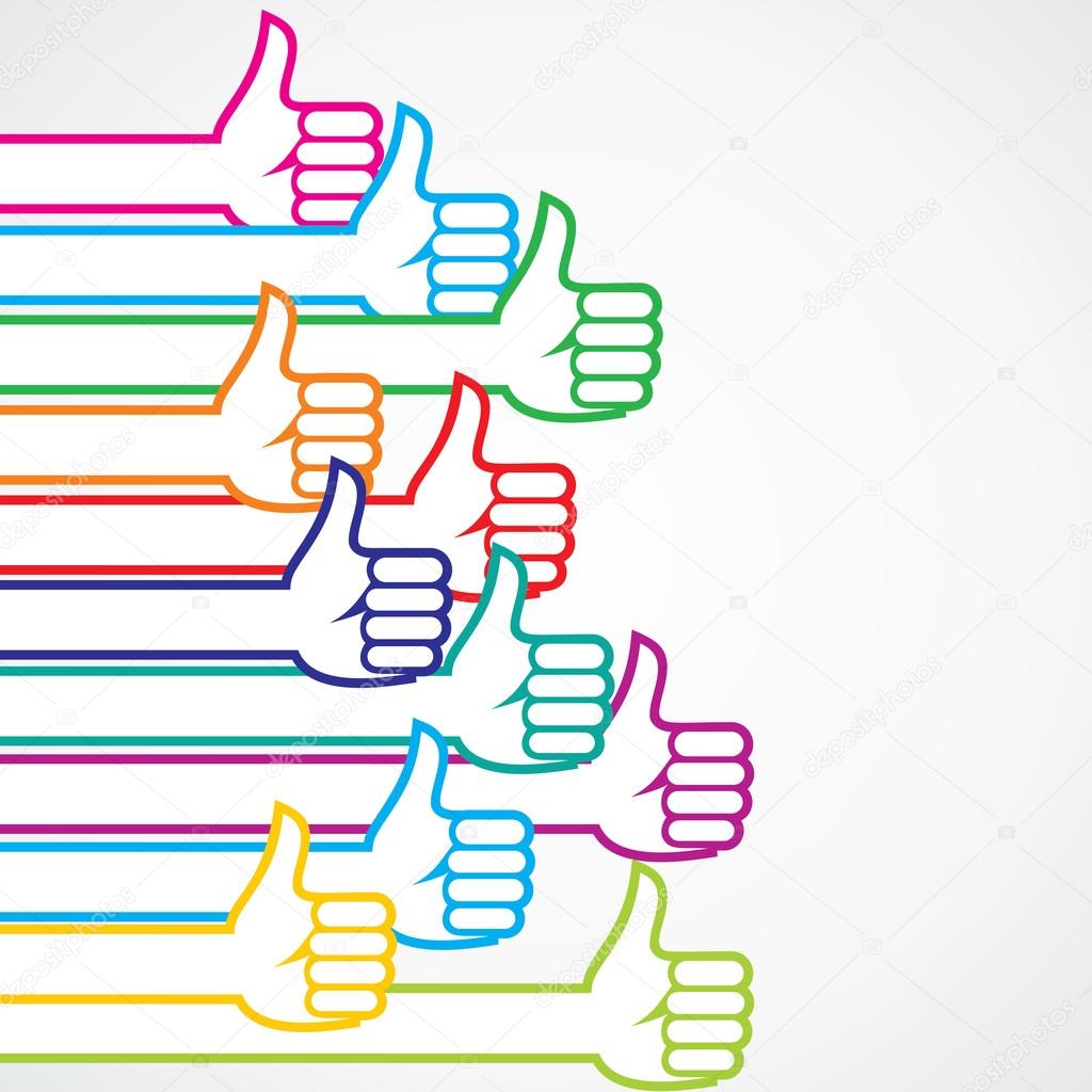 Colorful like or thumbs-up sign background