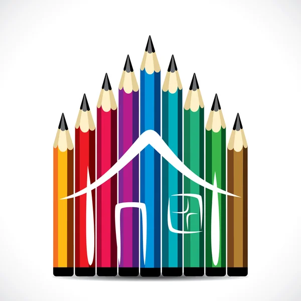 Colorful pencil home design — Stock Vector