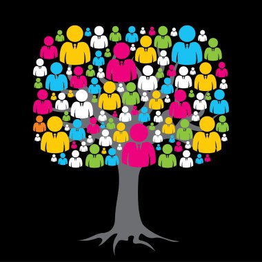renkli sosyal medya ağı ağaç