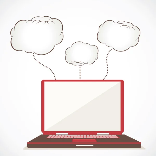 Lege wolk bubble op laptop; deze keer — Stockvector