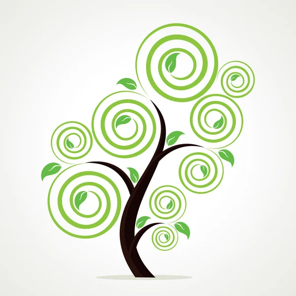 Стильное вихревое зеленое дерево — стоковый вектор