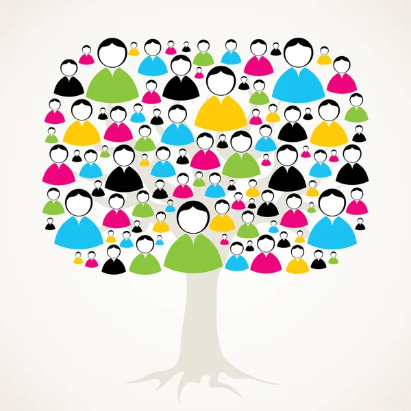 多彩的社会媒体网络树 — 图库矢量图片
