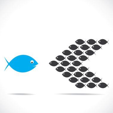 fish single and ground move in opposite direction clipart